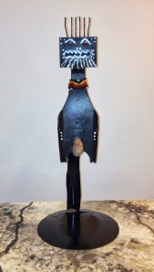 Figure on Stand~Found Objects, Paint~10X4(incl stand)