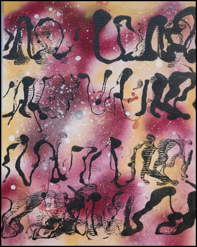 Automatic Writing~Mixed Media on Canvas~20X16